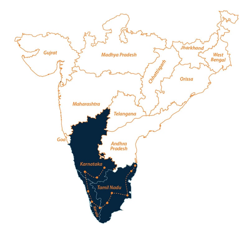 Kerala Tour on Map 